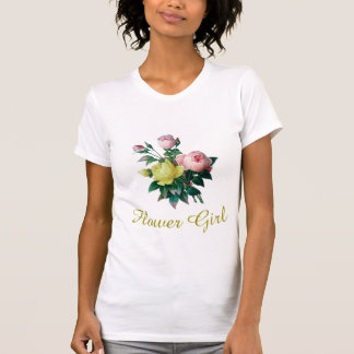 Camiseta belos flores de rosa vintage menina das flores