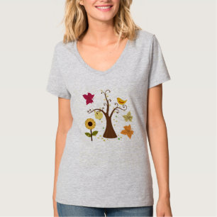 Camiseta belos gráficos de outono, árvores de cor amarela,