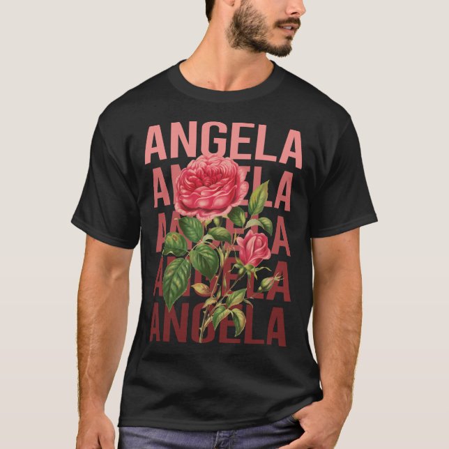 Camiseta Belos Rosas - Nome da Angela (Frente)