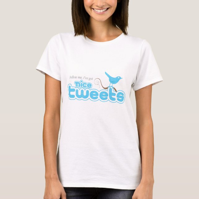 Camiseta Belos Tweets Longas Folgas Senhoras T (Frente)