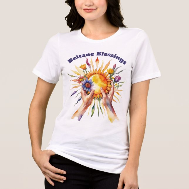 Camiseta Beltane Summer Floral Sun Sabbat Blessings (Frente)