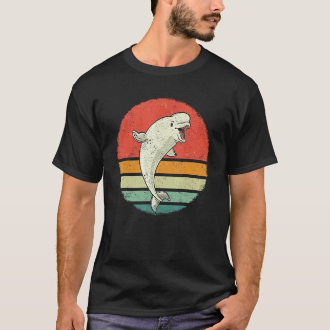 Camiseta Beluga Whale Ocean Belugas Retro Sunset (Frente)