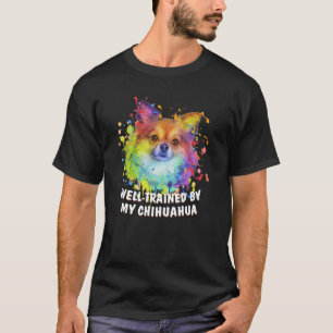 Camiseta Bem treinado pelo meu cão Chihuahua Respira Humor