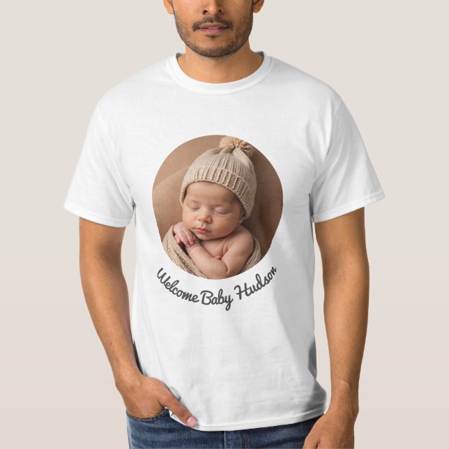 Camiseta bem-vinda nova menina ou menino, bem-vindo, bebê (Frente)
