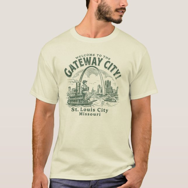 Camiseta Bem-vindo à Cidade Gateway St. Louis Missouri (Frente)