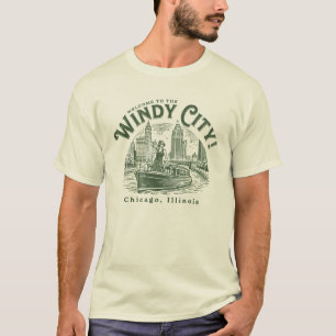 Camiseta Bem-vindo à Cidade Ventosa Chicago illinois