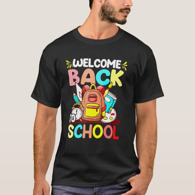 Camiseta Bem-Vindo À Escola No Primeiro Dia Da Escola (Frente)