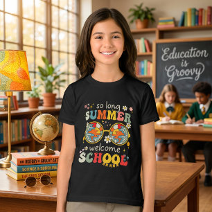 Camiseta Bem-Vindo À Escola Retro Groovovy De Volta À Escol
