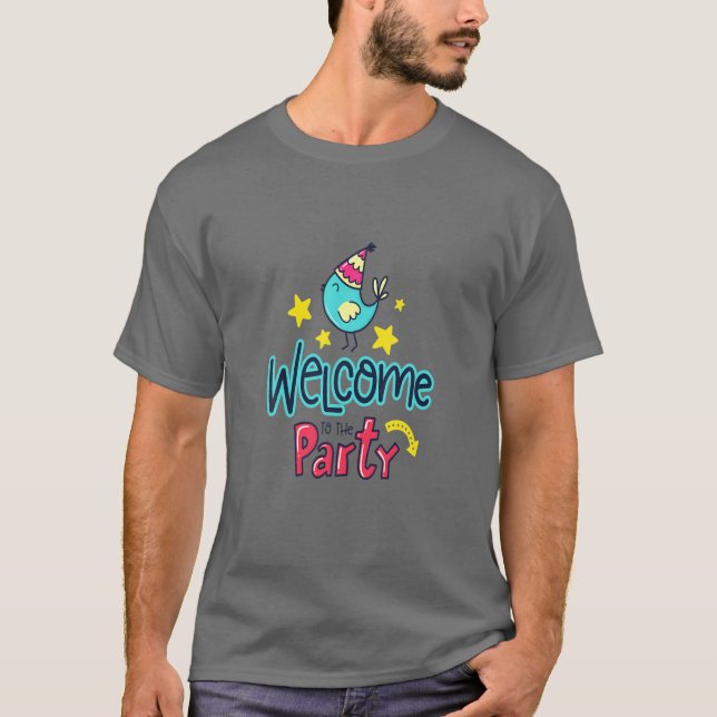 Camiseta Bem-Vindo À Festa - Frango Engraçado (Frente)