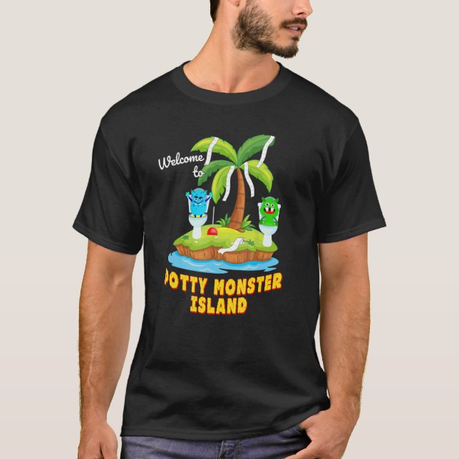 Camiseta Bem-Vindo À Ilha Potty Monster (Frente)