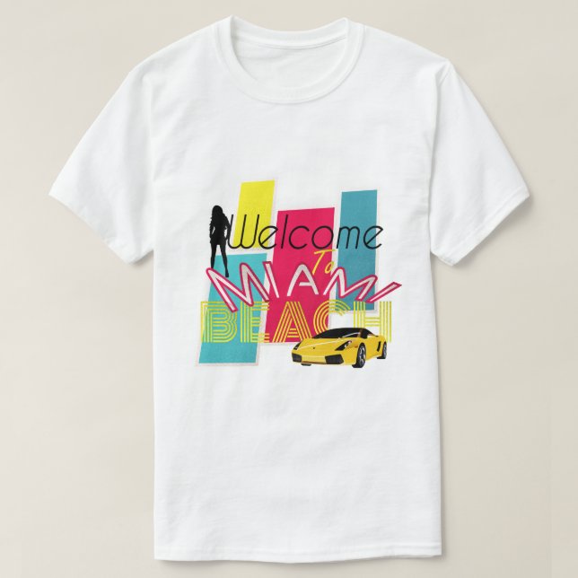 Camiseta Bem-Vindo A Miami Beach (Frente do Design)