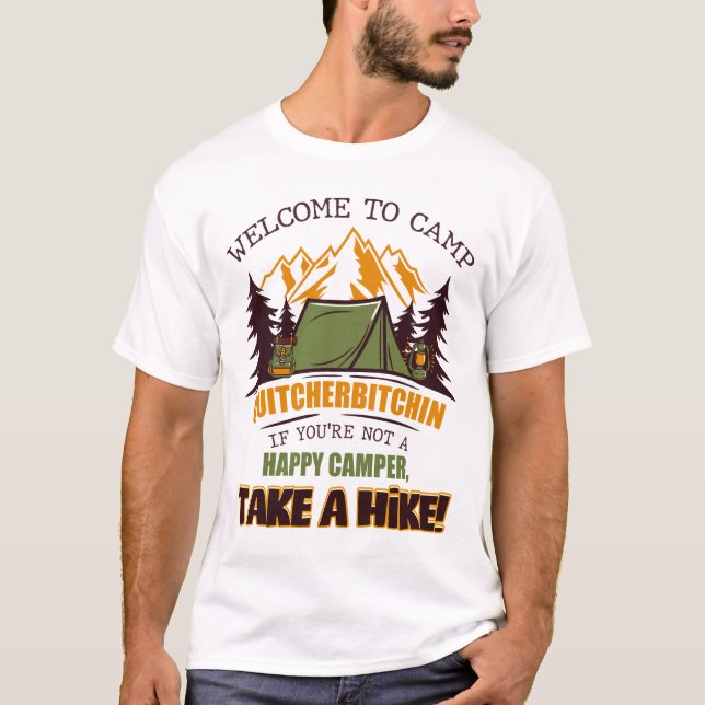 Camiseta Bem-Vindo Ao Campo Quitcherbitchin Happy Camper (Frente)