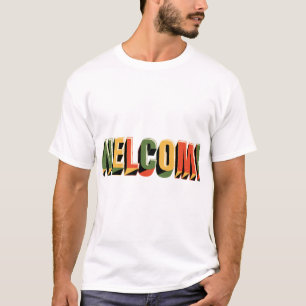 Camiseta Bem-vindo ao design de tipografia 3D retrô.