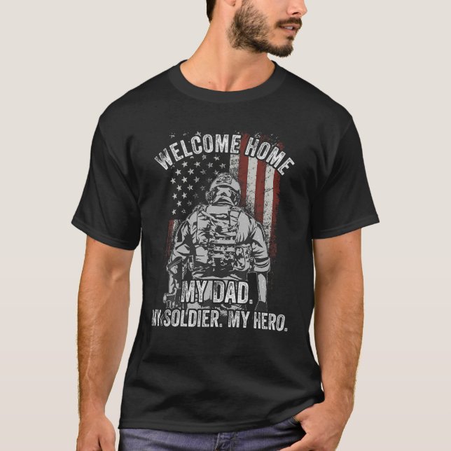 Camiseta Bem-vindo ao lar Meu Pai Implantado Militar T (Frente)