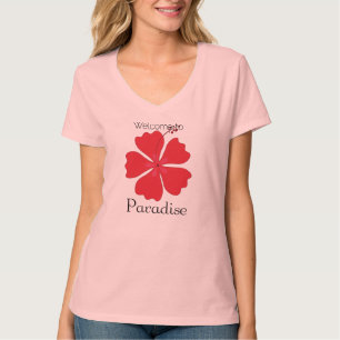 Camiseta Bem-Vindo Ao Paraíso Com Hibiscus Tropical