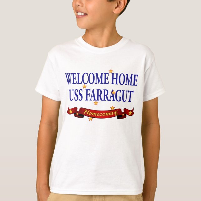 Camiseta Bem-vindo ao USS doméstico Farragut (Frente)