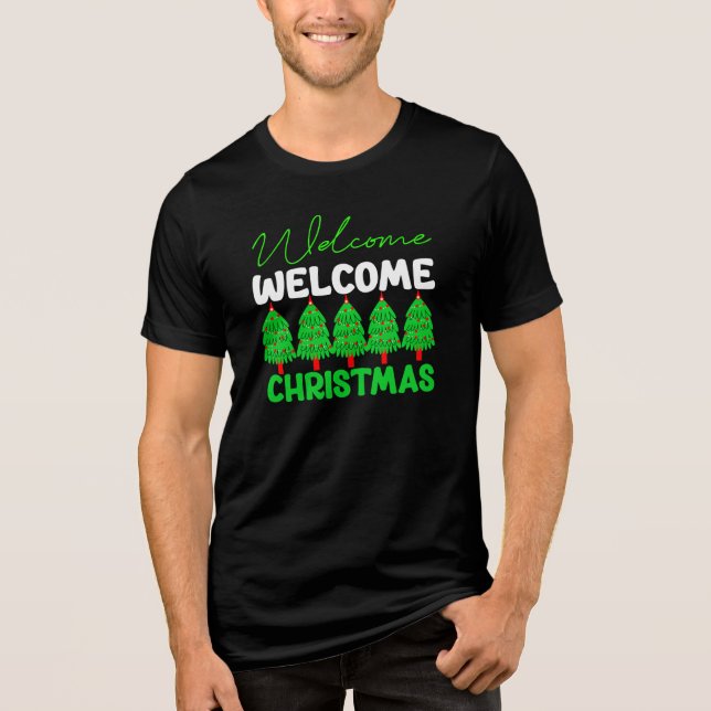 Camiseta Bem-vindo Árvore de Natal Design de Feriado-85600 (Frente)