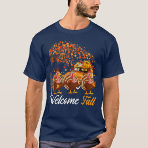 Camiseta Bem-Vindo, Árvore Três Perus Com Pumpkins Pi
