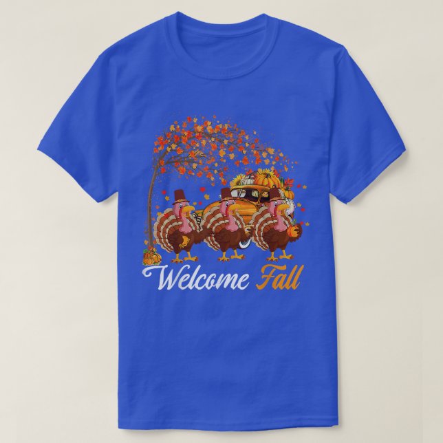 Camiseta Bem-Vindo, Árvore Três Perus Com Pumpkins Pi (Frente do Design)