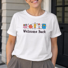 Camiseta Bem-vindo de Volta à Escola Amigos Suprimentos Esc