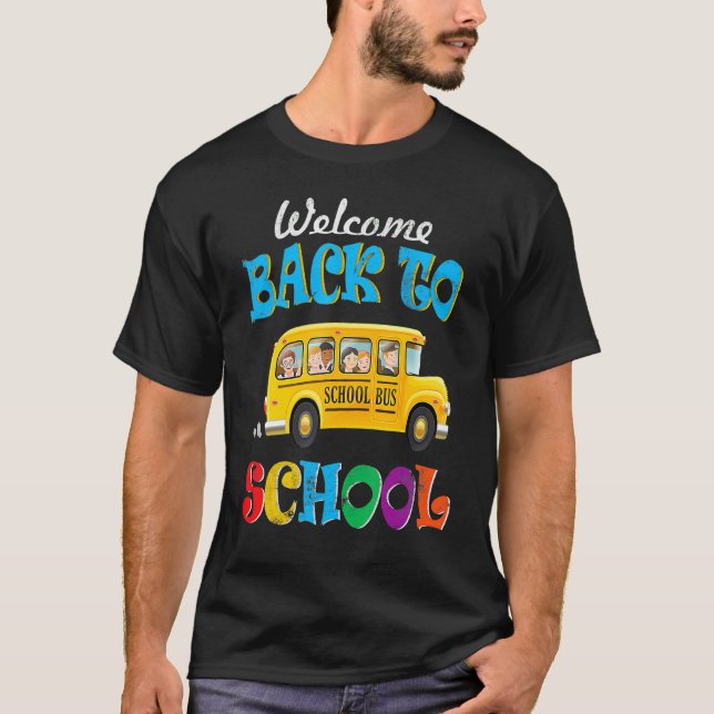 Camiseta Bem-Vindo De Volta À Escola De Ônibus Meninos (Frente)