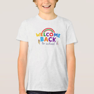 Camiseta Bem-vindo de volta à escola Design do arco-íris
