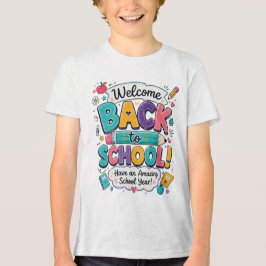 Camiseta Bem-vindo de Volta à Escola Tipografia Pastel Fofa