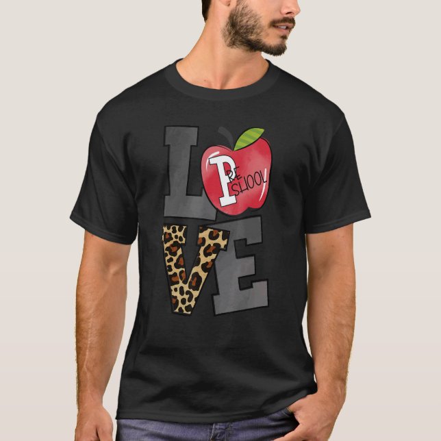 Camiseta Bem-vindo de volta à pré-escola Apple Love Profess (Frente)