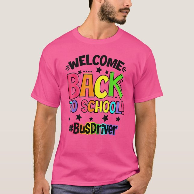 Camiseta Bem-Vindo De Volta À Professora De Ônibus Na Escol (Frente)