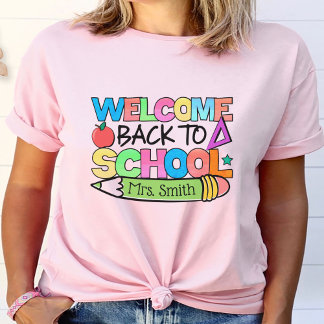 Camiseta Bem-vindo de volta à Professora Personalizada da E