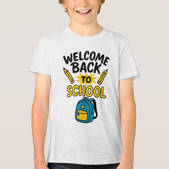 Camiseta Bem-vindo de Volta ao Fun Backpack Lápis Escolar (Frente)