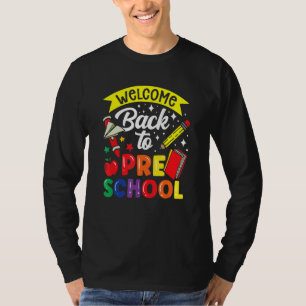 Camiseta Bem-vindo de Volta ao Professor de Pré-Escola de V