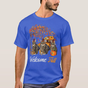 Camiseta Bem-Vindo Os Três Gatos Da Árvore De Outono Com Pu