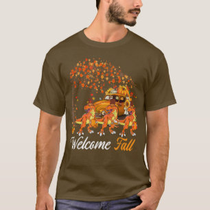 Camiseta Bem-vindo Outono Três TRe Dinossauros Pumpkins Pic