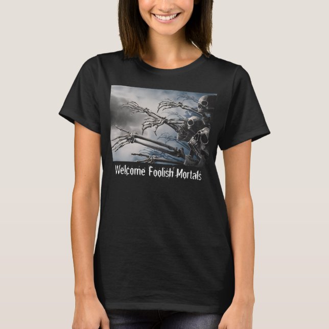Camiseta Bem-vindo Zombie Skeleton Scary Spooky (Frente)
