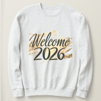 Camiseta Bem-vindos 2026 Dourada Carta de Ano Novo