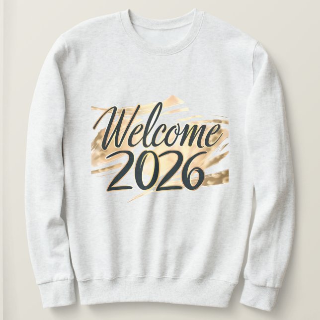 Camiseta Bem-vindos 2026 Dourada Carta de Ano Novo (Frente do Design)