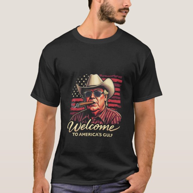 Camiseta Bem-vindos à América do Funny do Golfo (Frente)