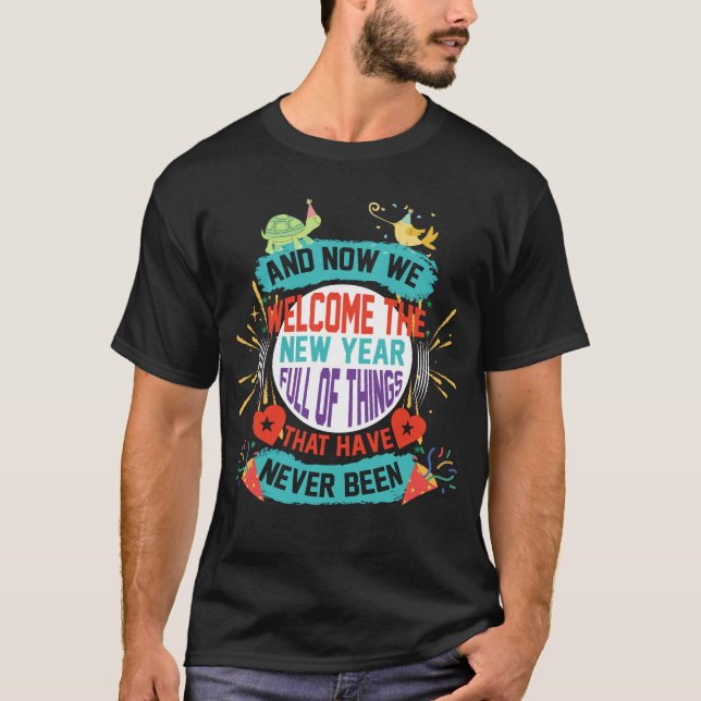 Camiseta Bem-vindos aos animais de festas do ano novo (Frente)