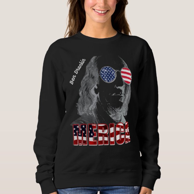 Camiseta Ben Bebeu Em 1776 Óculos De Sol Independência Dia  (Frente)