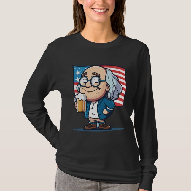 Camiseta Ben Beer 4th of July Benjamin Franklin USA Merica (Frente)