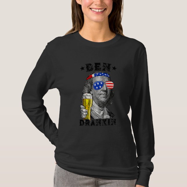 Camiseta Ben Drankin 4 De Julho Benjamin Franklin Beber B (Frente)