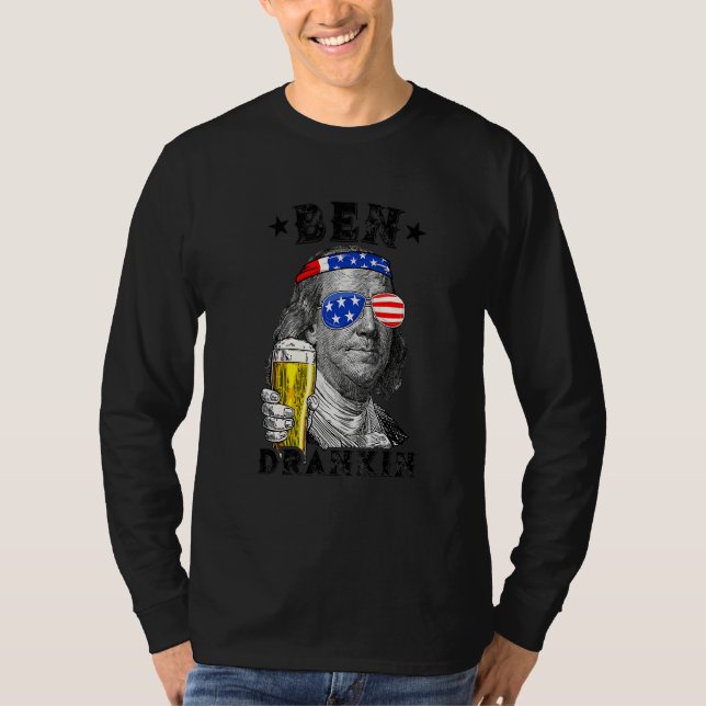 Camiseta Ben Drankin 4 De Julho Benjamin Franklin Beber B (Frente)
