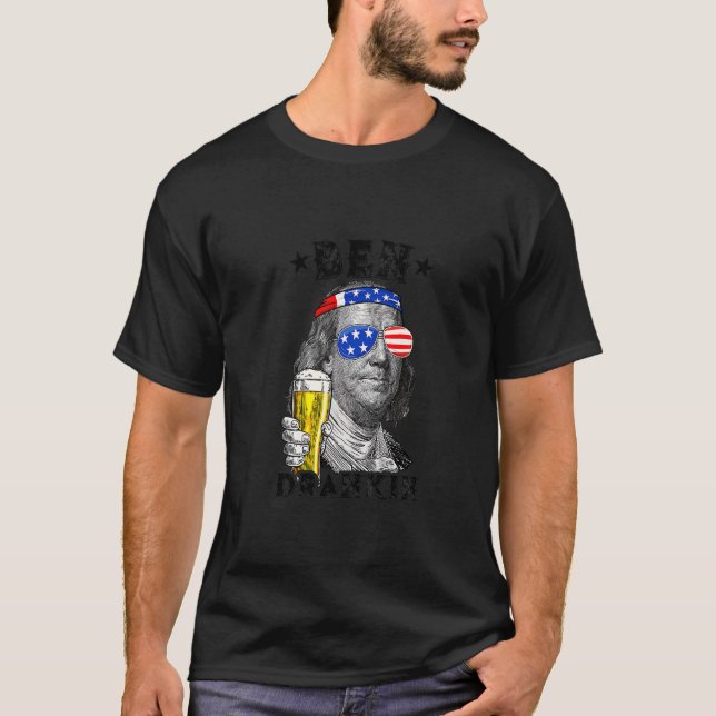 Camiseta Ben Drankin 4 De Julho Benjamin Franklin Beber B (Frente)