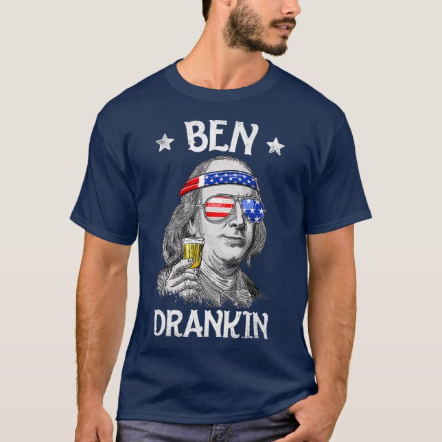 Camiseta Ben Drankin 4 de julho Benjamin Franklin Men (Frente)