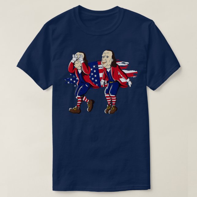 Camiseta Ben Franklin Griddy American Flag 4 de julho (Frente do Design)