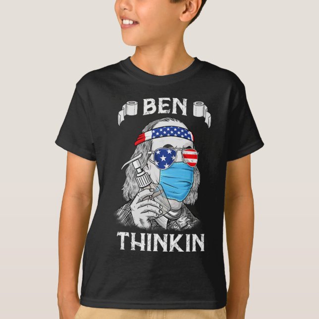 Camiseta Ben Thinkin 4 De Julho Divertido Benjamin Franklin (Frente)