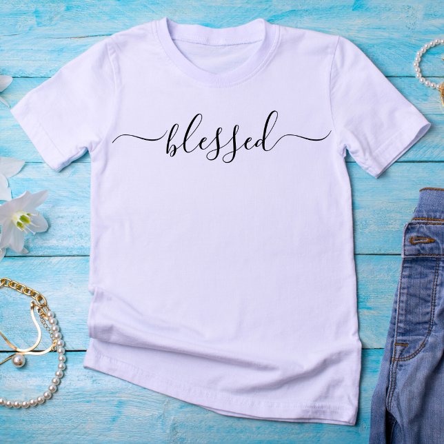 Camiseta Bênção do Girly Script (Blessed Script Typography Tshirt)