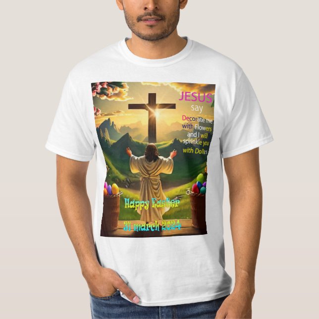 Camiseta Bênçãos Brilhantes: Design de Camisa-T Páscoa (Frente)
