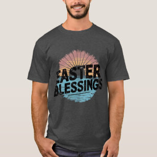 Camiseta Bênçãos de Páscoa do pôr do sol desbotadas